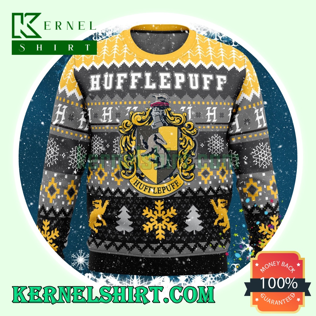 Harry Potter Hufflepuff House Logo Knitting Christmas Sweatshirts