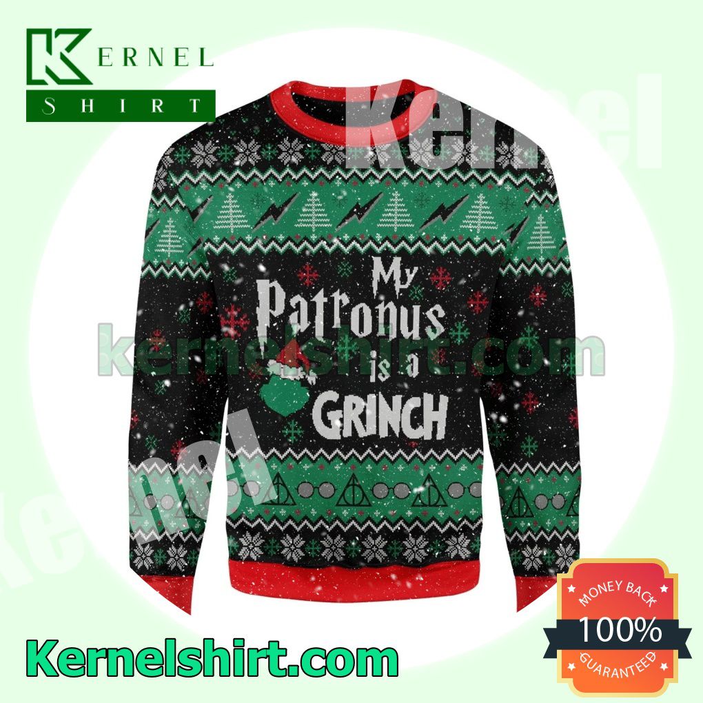 Harry Potter My Patronus Is A Grinch Snowflake Knitted Christmas Sweatshirts