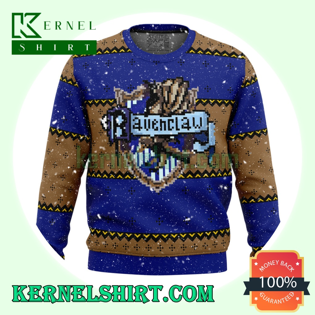 Harry Potter Pixel Ravenclaw House Logo Knitting Christmas Sweatshirts