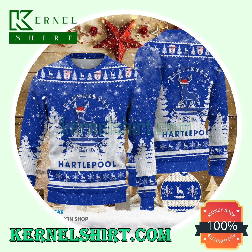 Hartlepool United Club Santa Hat Xmas Knit Sweaters