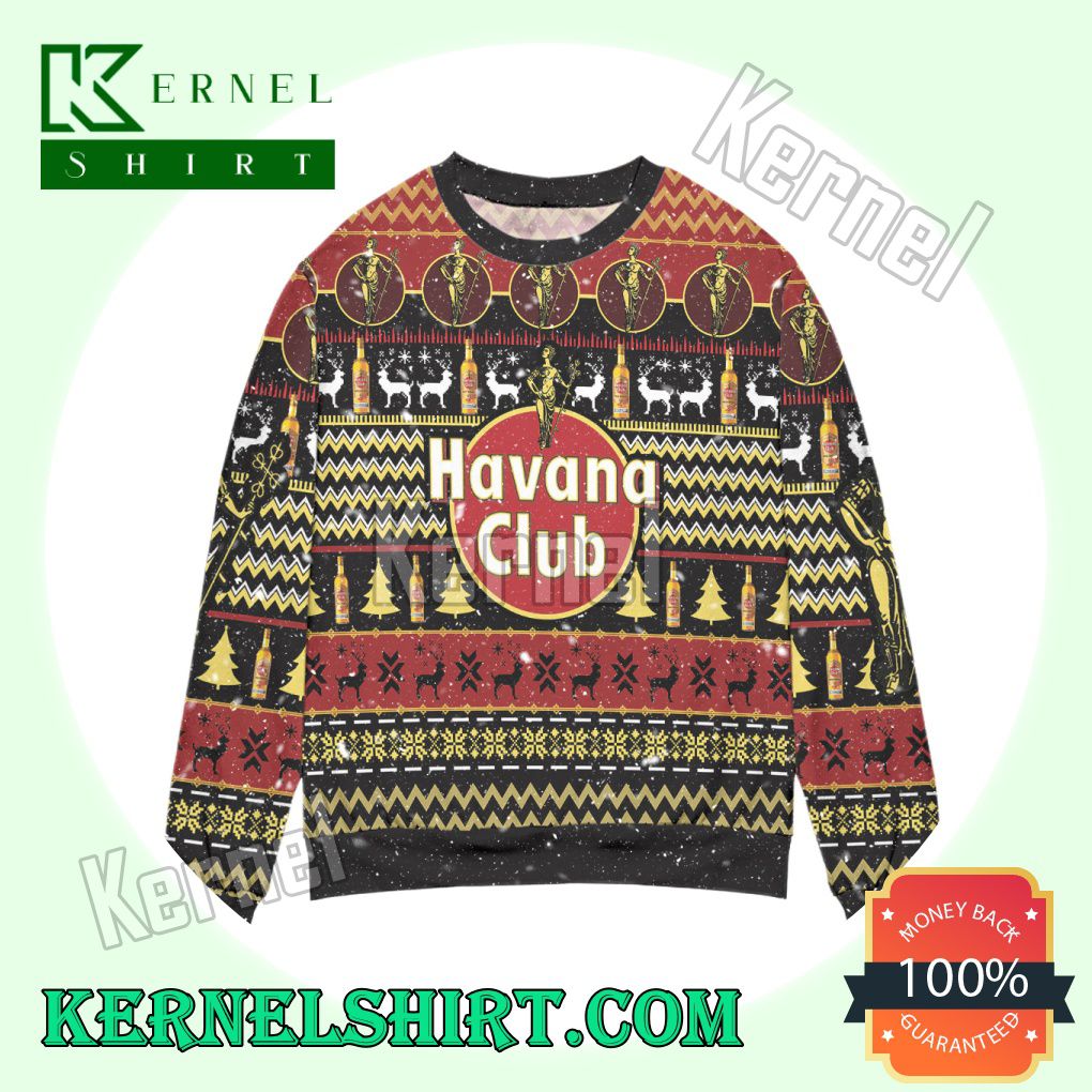 Havana Club Rum Pine Tree & Reindeer Knitted Christmas Sweatshirts