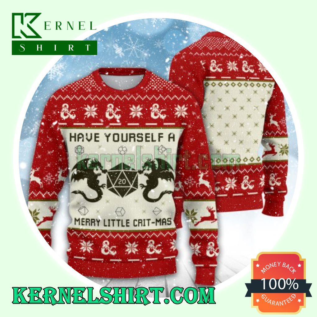 Have Yourself A Merry Little Crit-mas D20 Dungeons Xmas Knit Sweaters