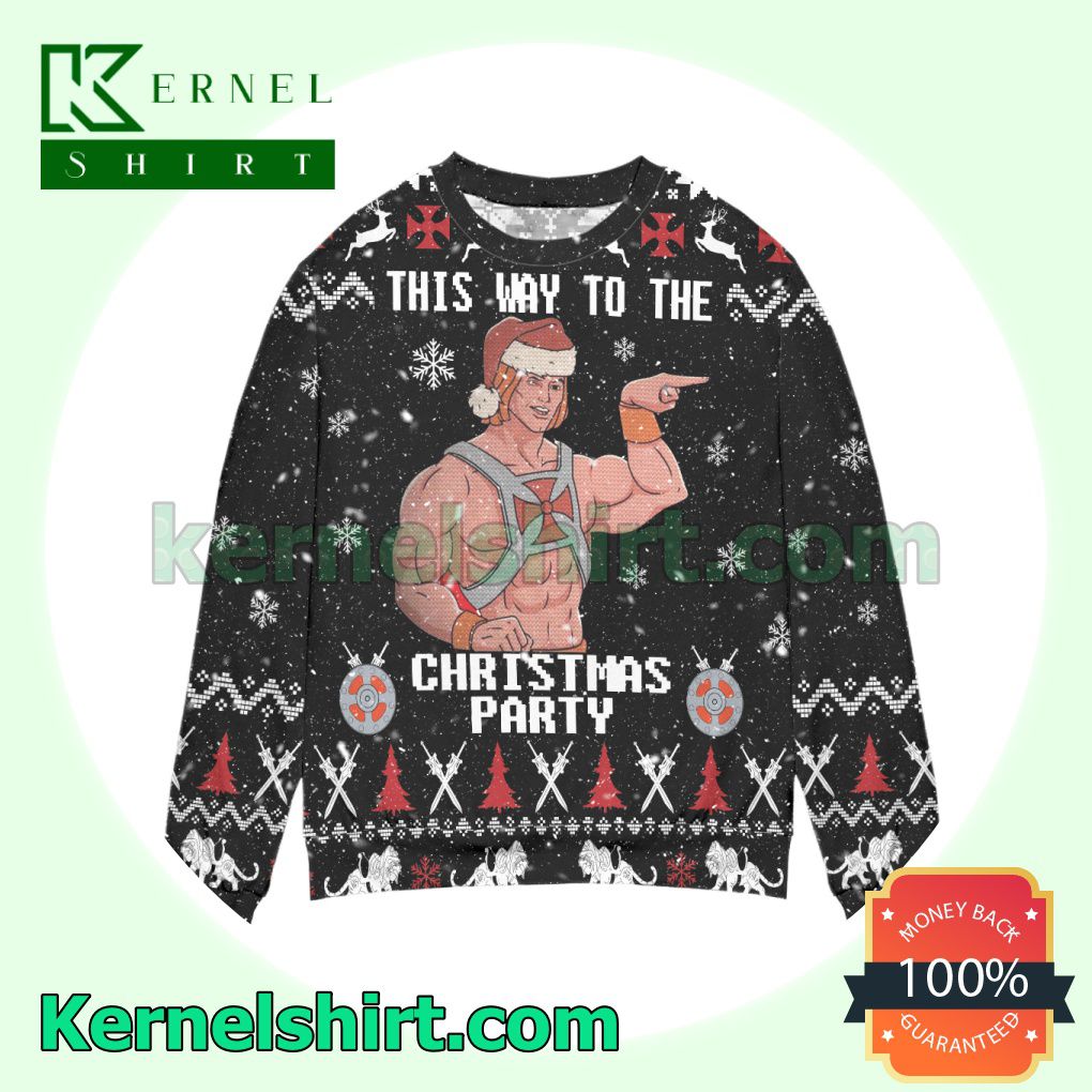 He-Man And The Masters This Way To The Christmas Party Knitted Christmas Sweatshirts