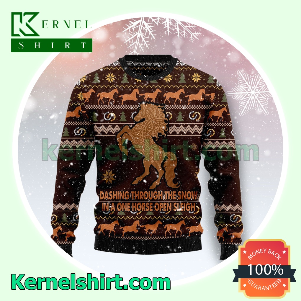 Horse Through Snow Knitted Christmas Jumper