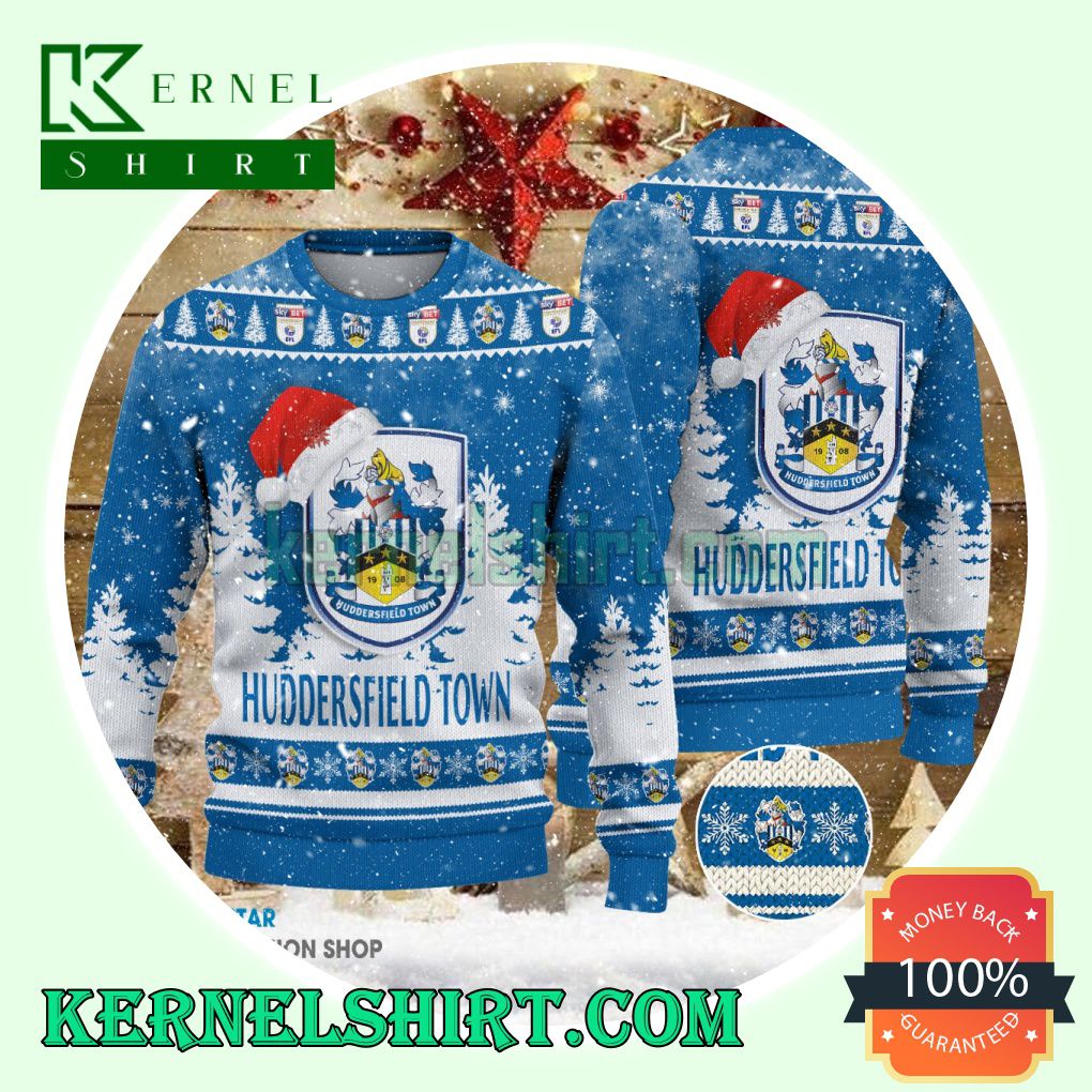 Huddersfield Town A.F.C Club Santa Hat Xmas Knit Sweaters