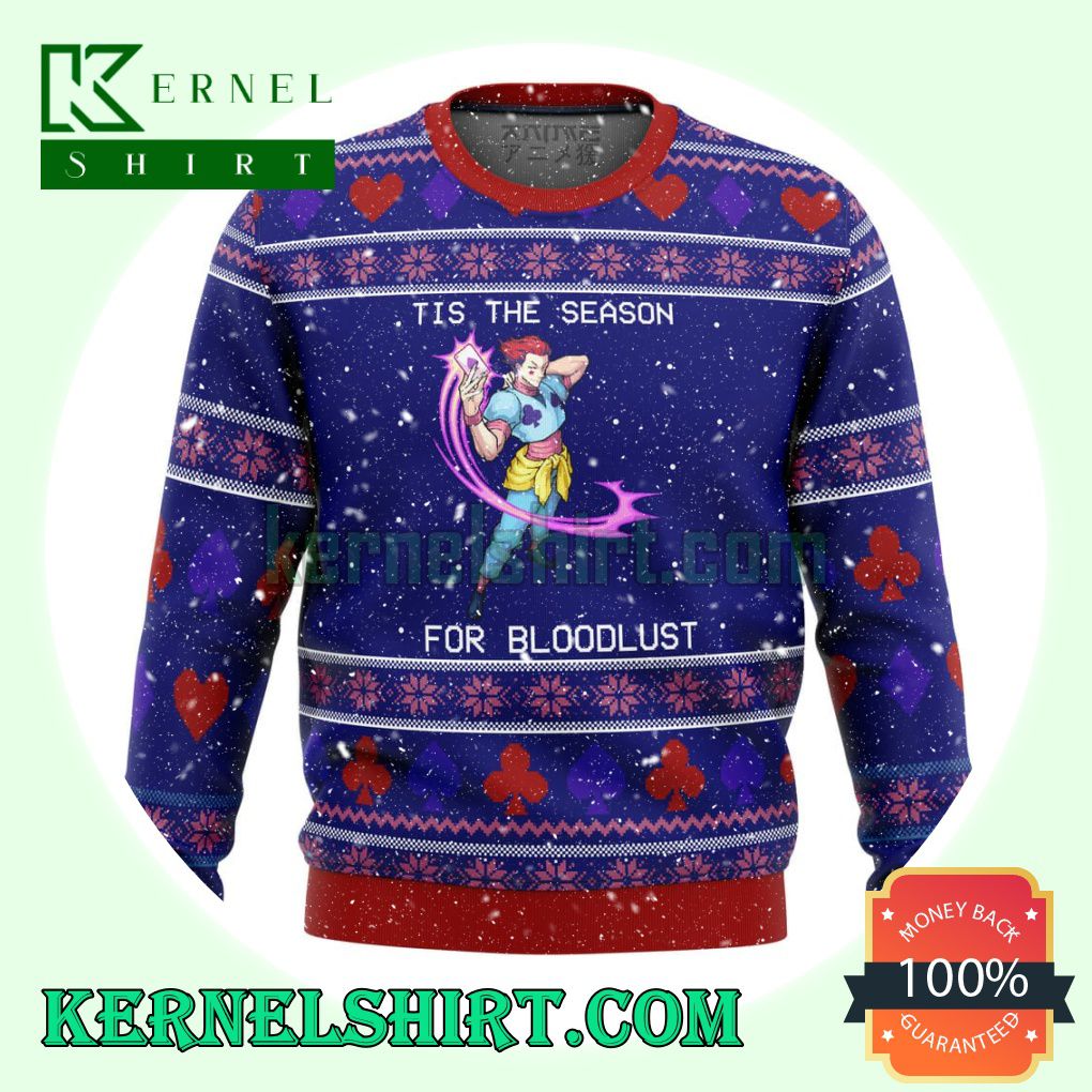 Hunter X Hunter Hisoka Tis The Season For Bloodlust Manga Anime Knitting Christmas Sweatshirts