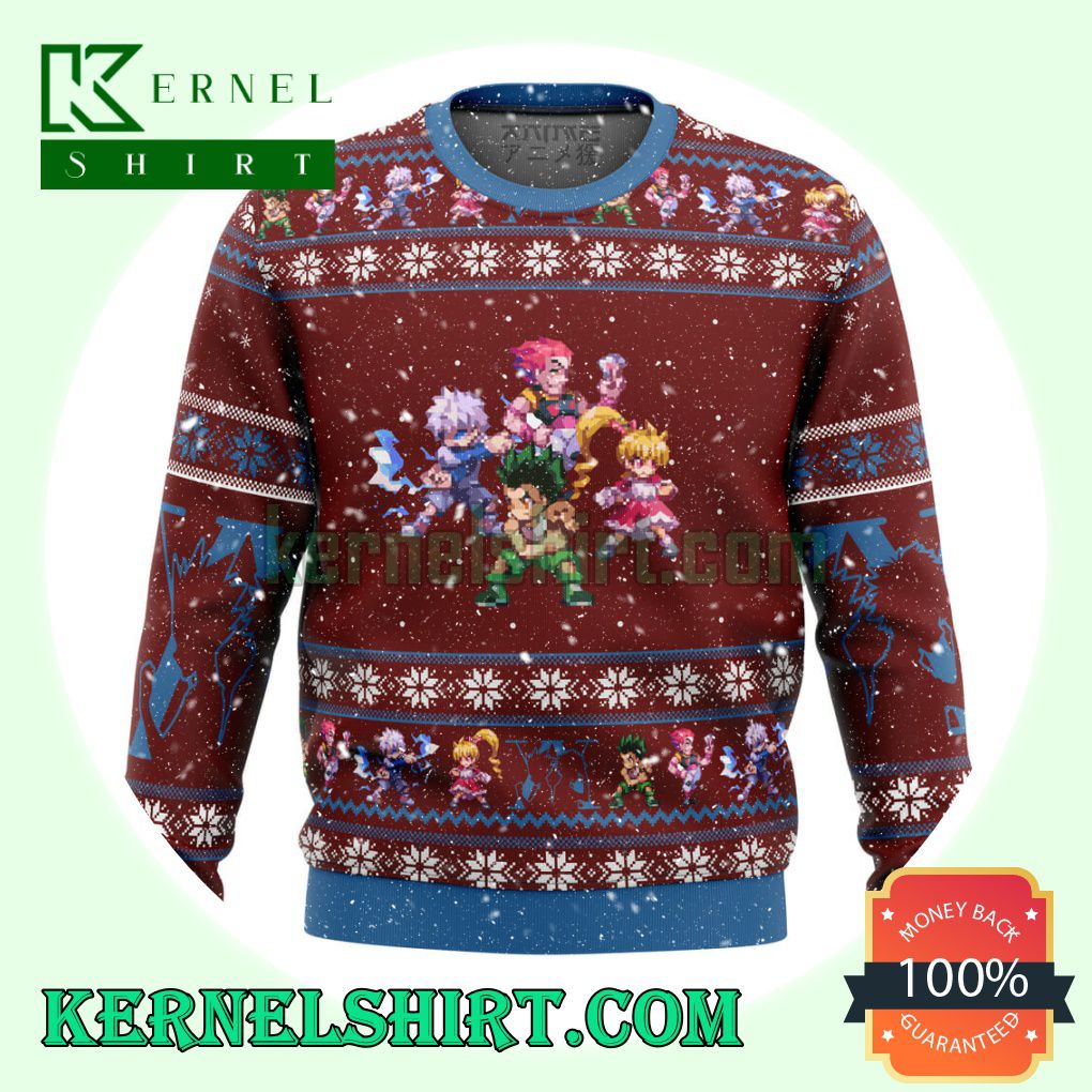 Hunter X Hunter Pixel Chibi Sprites Manga Anime Knitting Christmas Sweatshirts