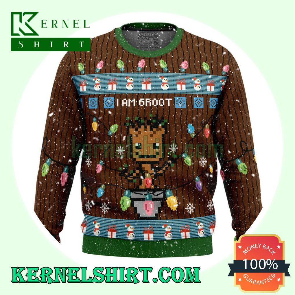 I Am Groot Led Light Marvel Knitting Christmas Sweatshirts