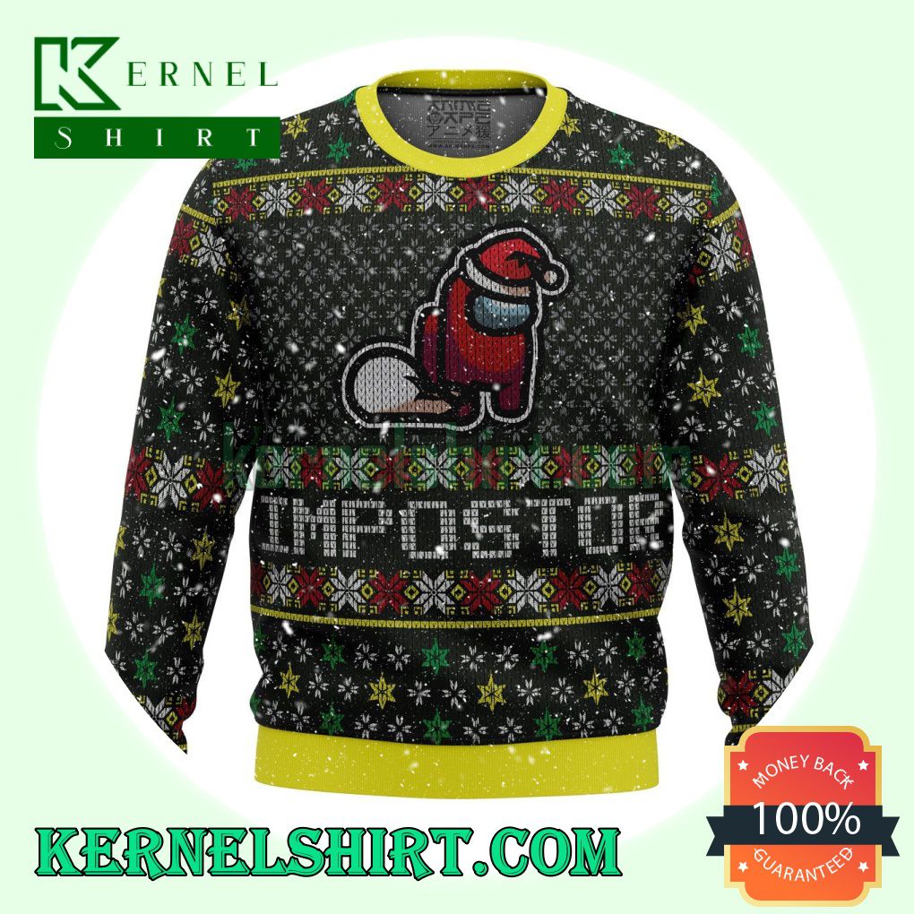 Impostor Among Us Knitting Christmas Sweatshirts