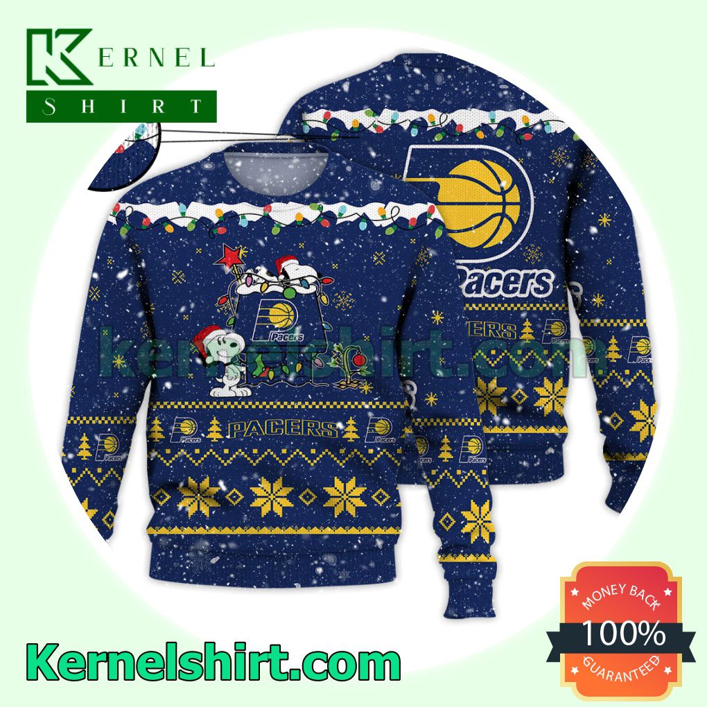 Indiana Pacers Snoopy Dog House Xmas NBA Knitted Sweater