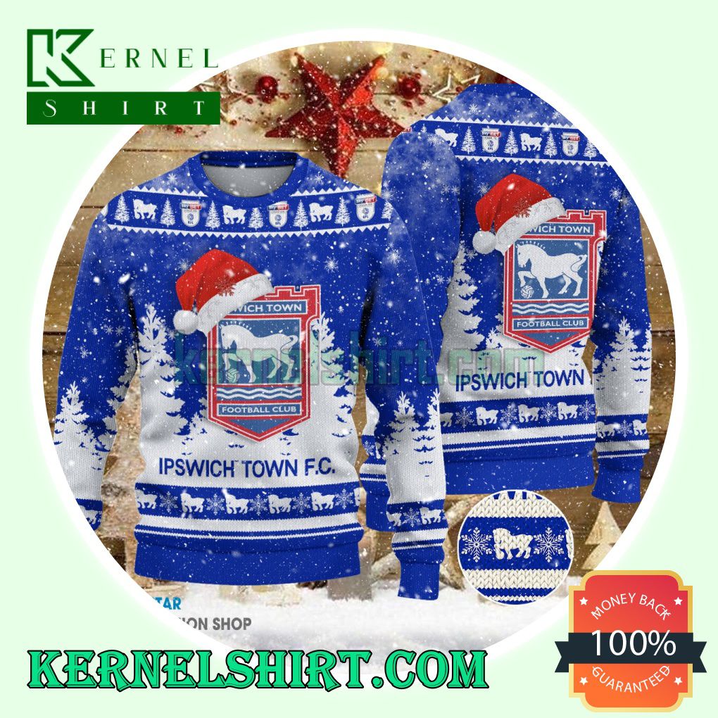 Ipswich Town Club Santa Hat Xmas Knit Sweaters