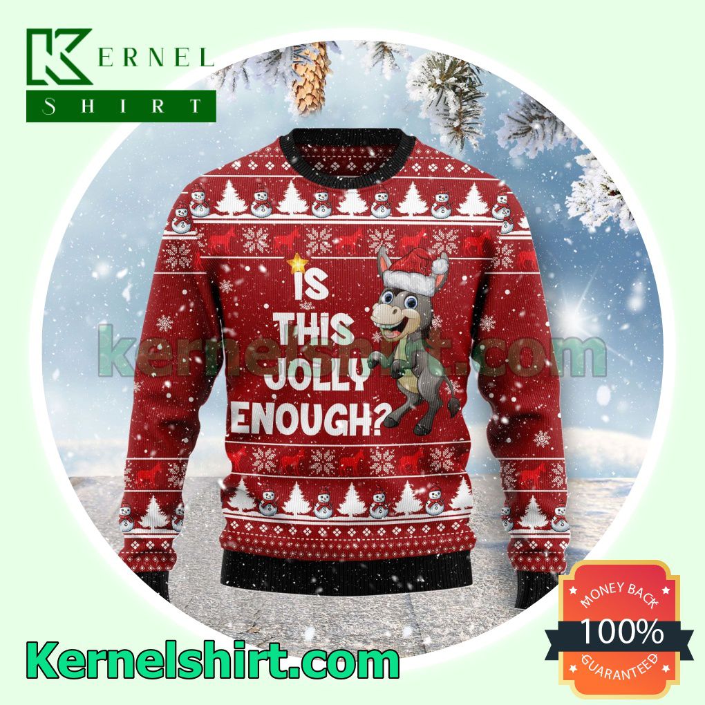 Is This Jolly Enough Donkey Xmas Knitted Sweaters