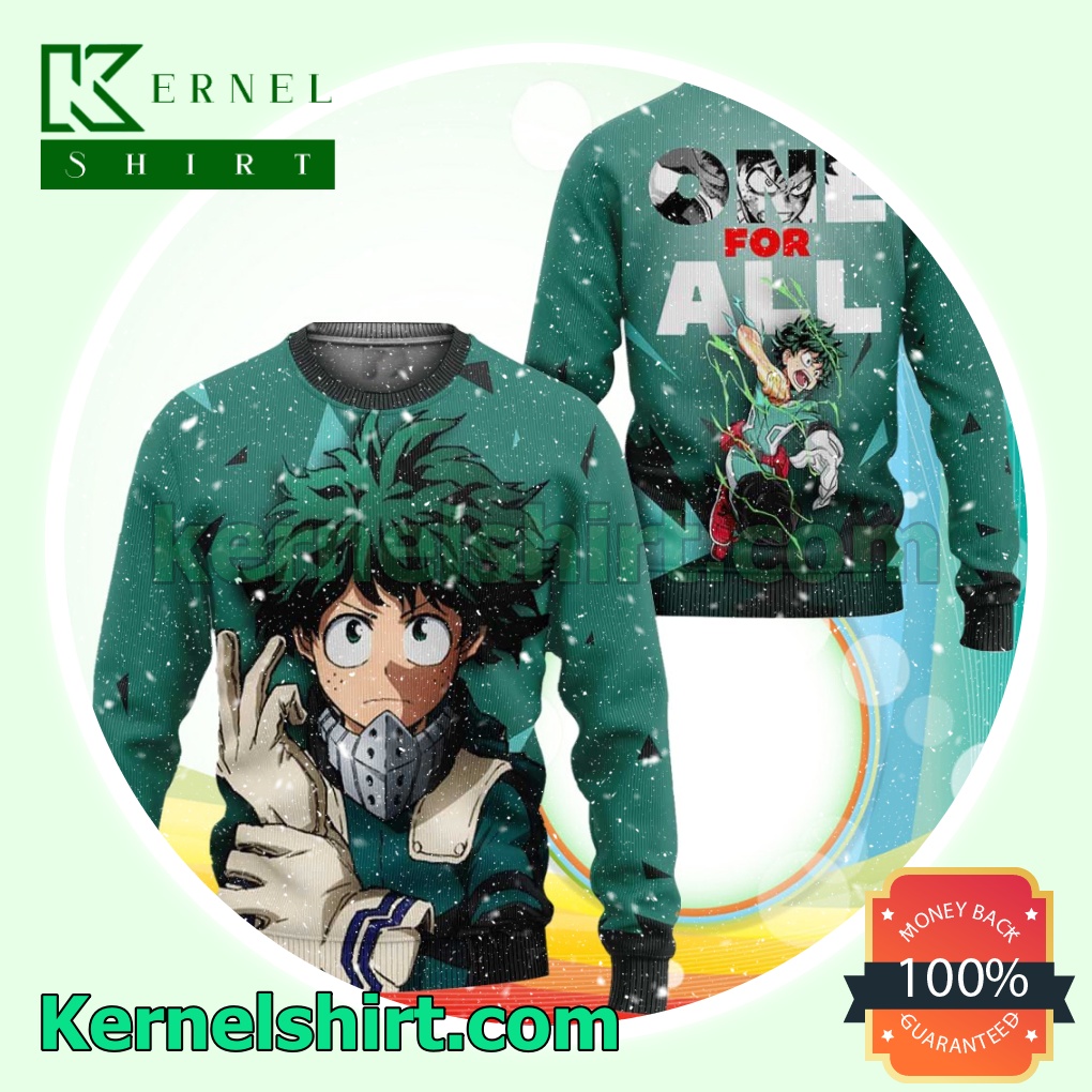 Izuku Midoriya One For All My Hero Academia Anime Knitted Christmas Jumper