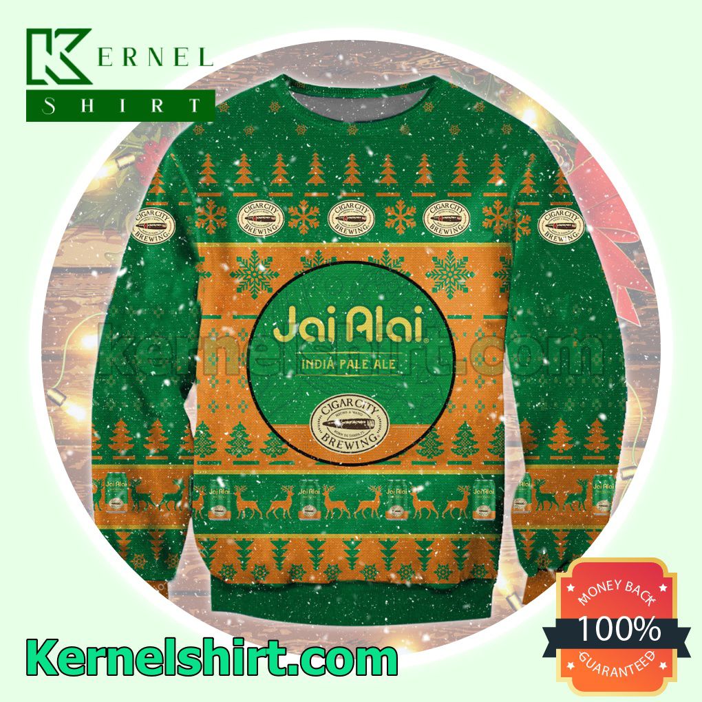 Jai Alai Beer India Pale Ale Cigar City Brewing Knitted Christmas Sweatshirts