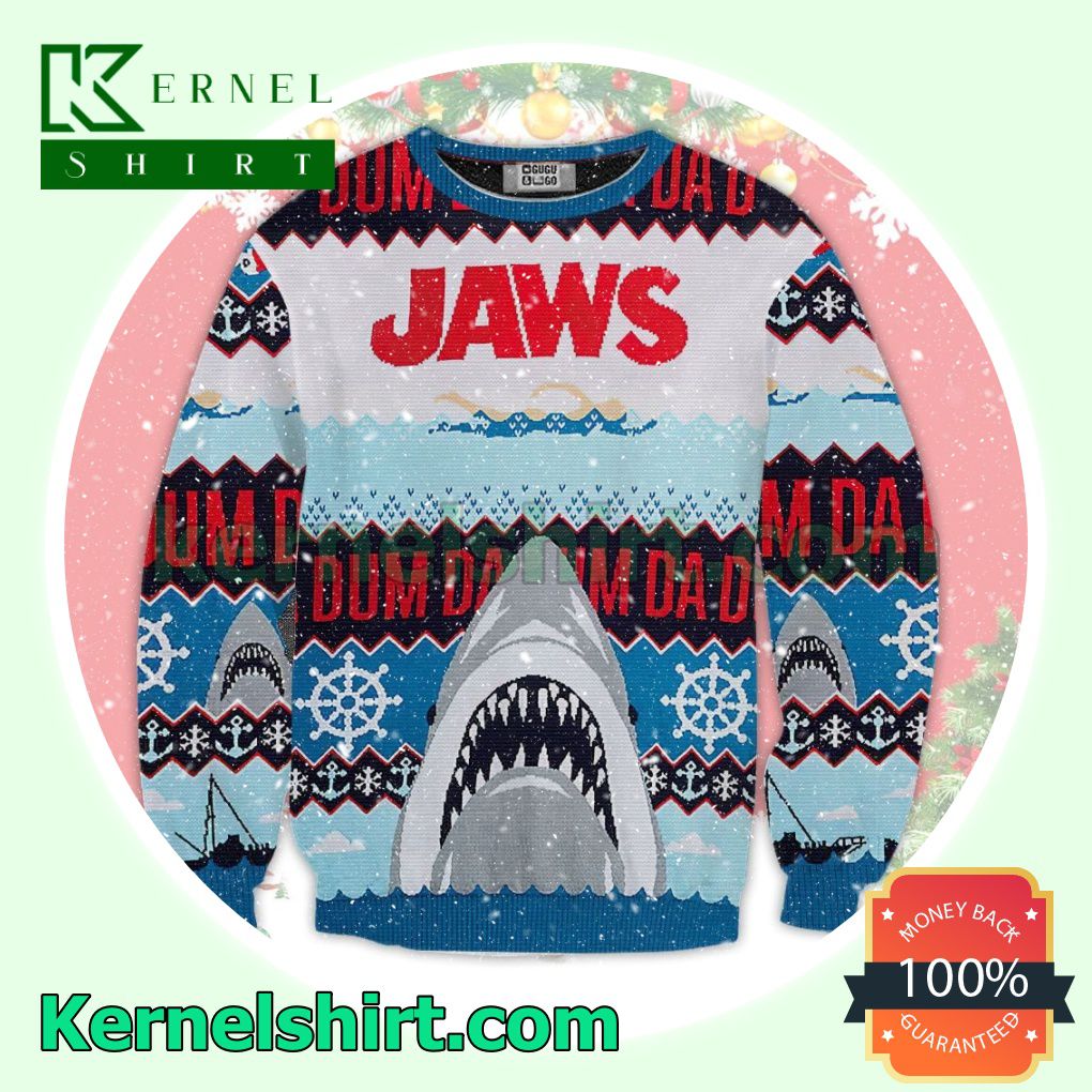 Jaws Da Dum Horror Movie Anchor Knitted Christmas Sweatshirts
