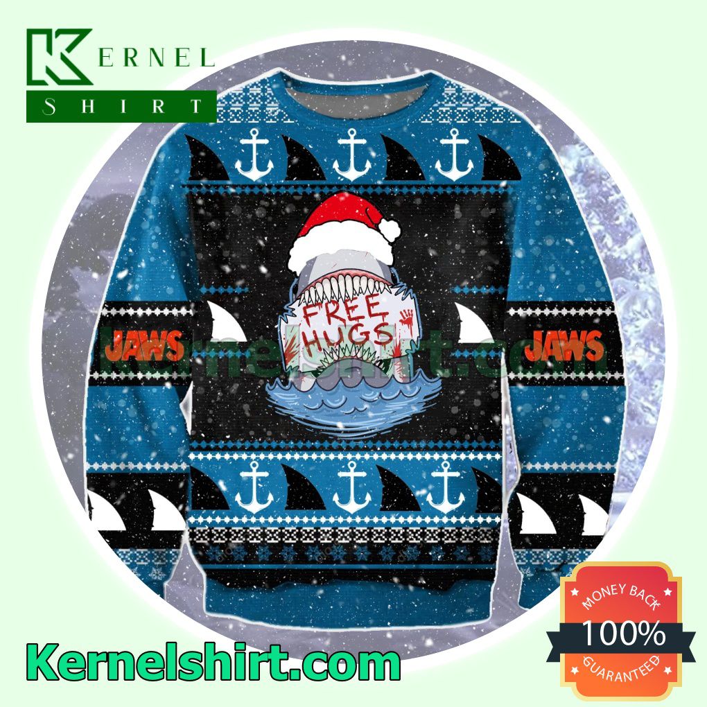 Jaws Horror Movie Free Hugs Anchor Knitted Christmas Sweatshirts