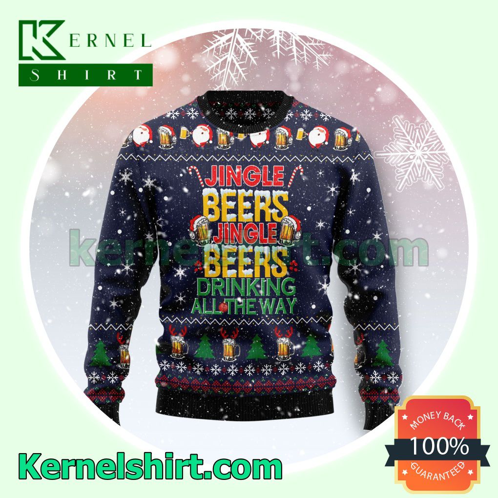 Jingle Beers Drinking All The Way Knitted Christmas Jumper