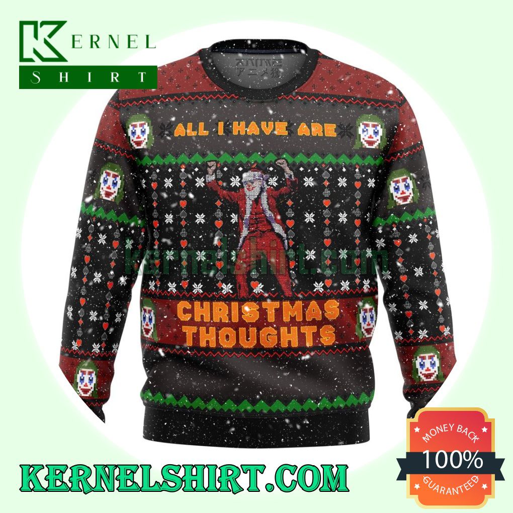 Joker Dancing All I Have Are Xmas Thoughts Knitting Christmas Sweatshirts