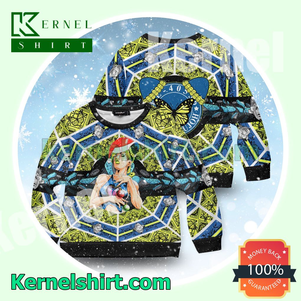 Jolyne Cujoh Butterfly JoJo's Bizarre Adventure Knitted Christmas Sweatshirts