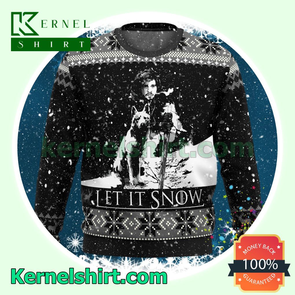 Jon Snow Game Of Thrones Let It Snow Wolf Knitted Christmas Jumper