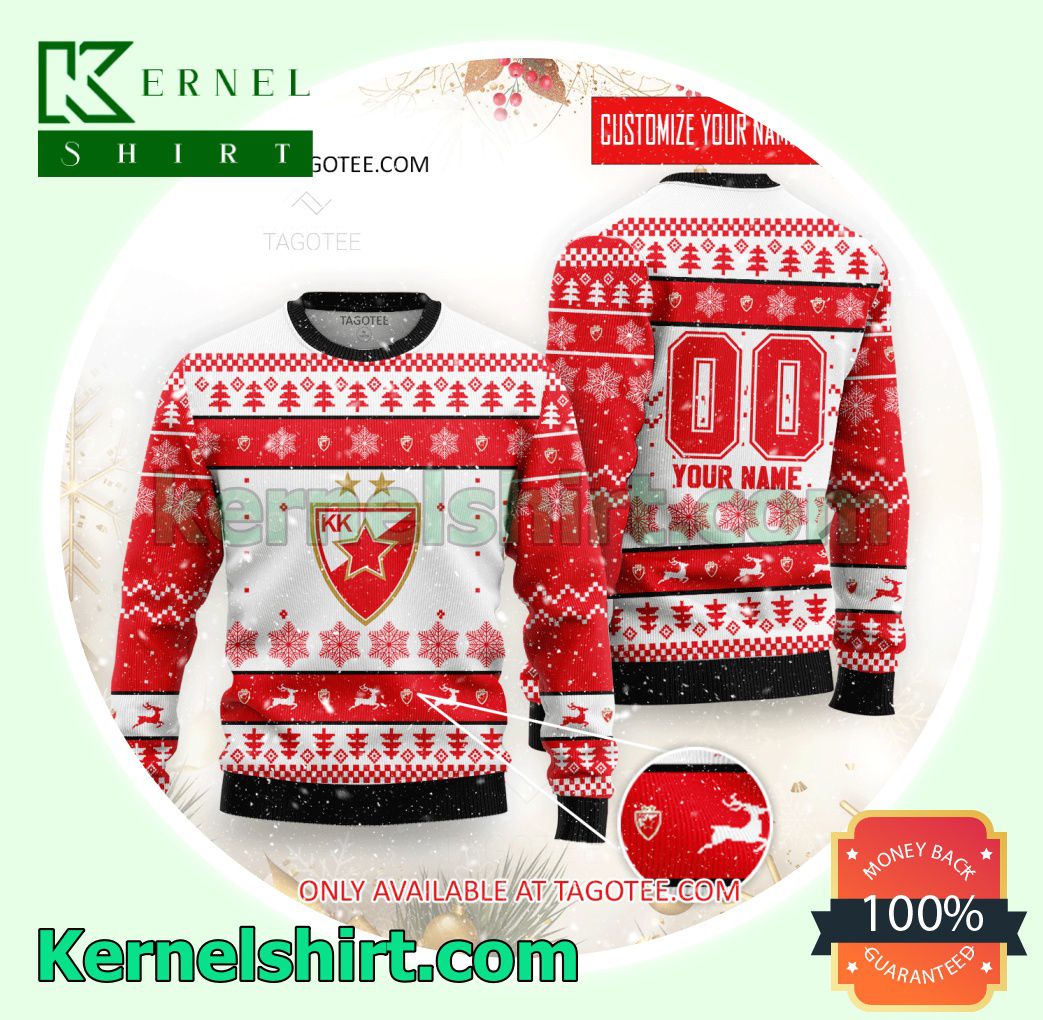 KK Crvena zvezda Basketball Club Logo Xmas Knit Sweaters