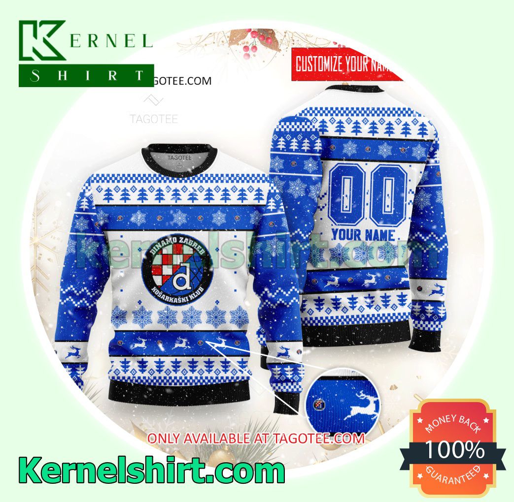 KK Dinamo Zagreb Basketball Club Logo Xmas Knit Sweaters