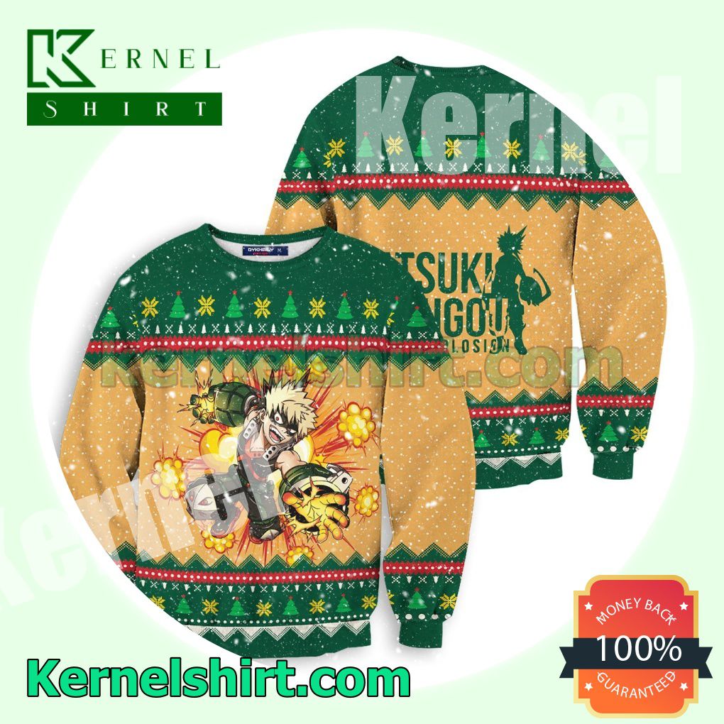 Katsuki Bakugo Boom My Hero Academia Knitted Christmas Sweatshirts