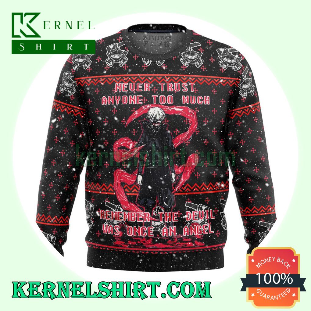 Ken Kaneki Tokyo Ghoul Never Trust Premium Manga Anime Knitting Christmas Sweatshirts