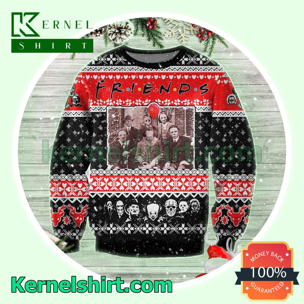 Killer Characters Friends Horror Movie Halloween Knitted Christmas Jumper