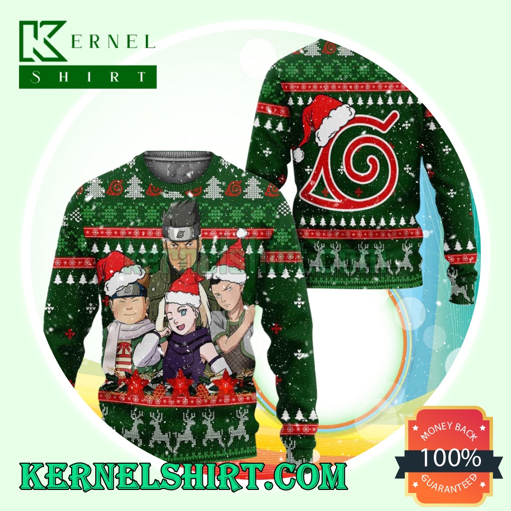 Konoha Team 10 Naruto Shippuden Manga Anime Knitting Christmas Sweatshirts