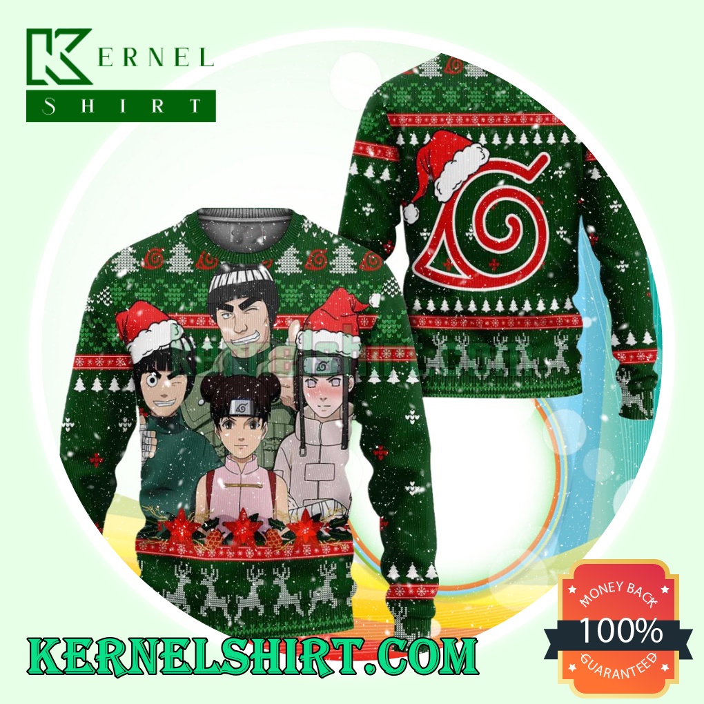 Konoha Team Guy Naruto Shippuden Manga Anime Knitting Christmas Sweatshirts