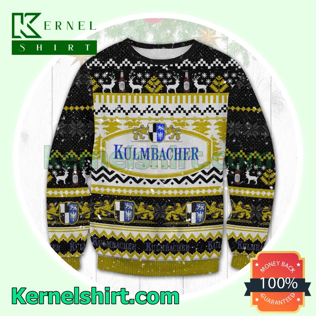 Kulmbacher Brewery Beer Snowflake Pattern Knitted Christmas Sweatshirts