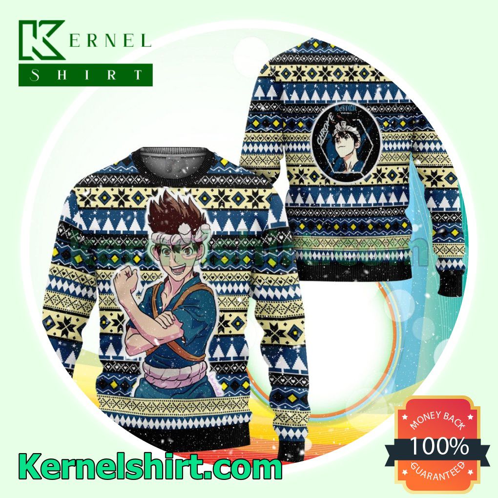 Kuromu Chrome Dr Stone Manga Anime Knitted Christmas Jumper