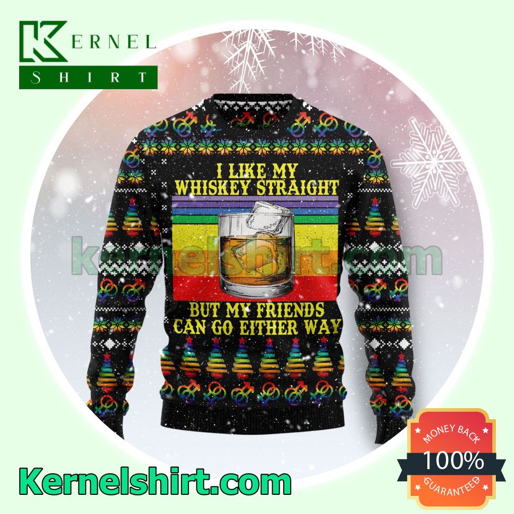 LGBT Whiskey Straight Knitted Christmas Jumper