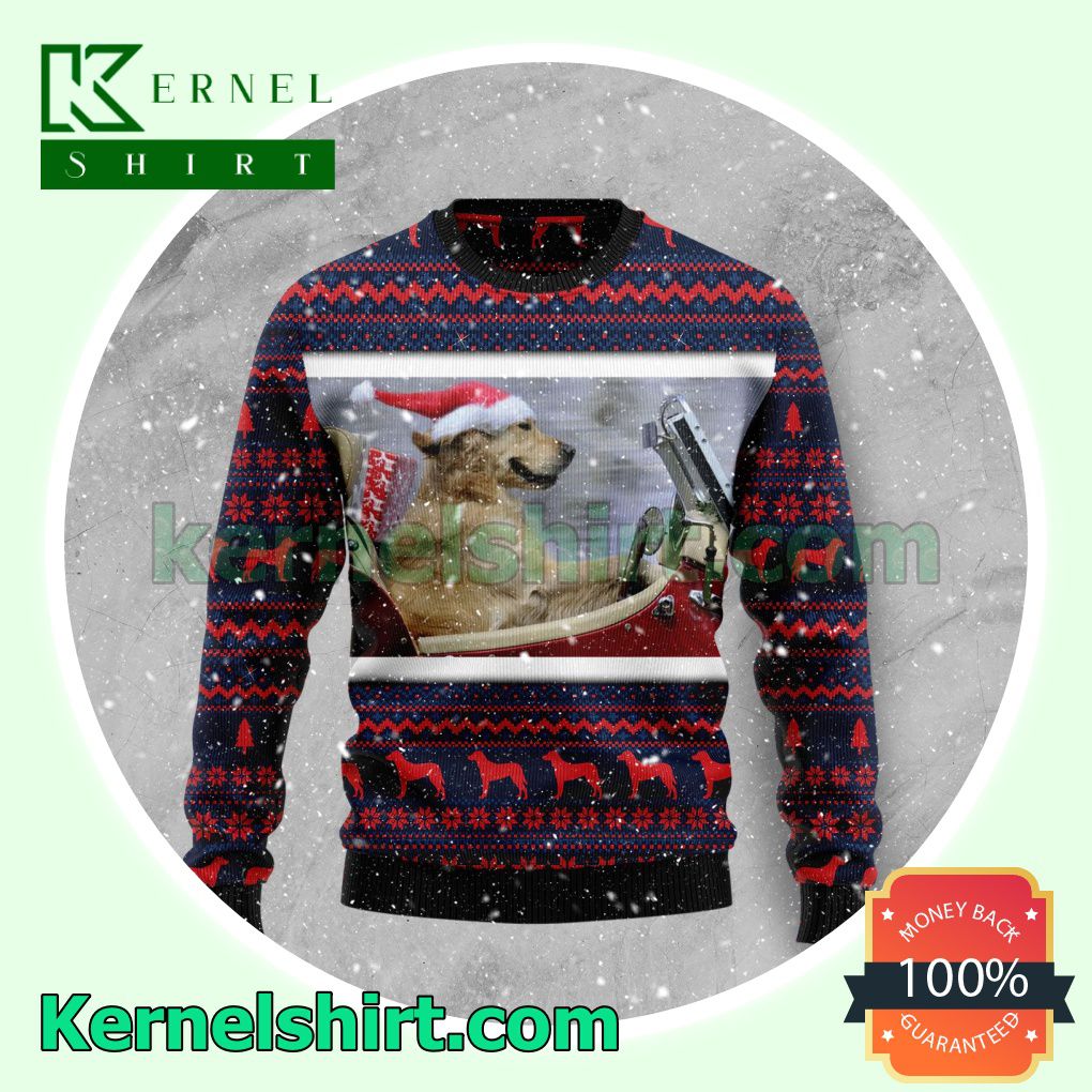 Labrador Retriever Ride Car Knitted Christmas Jumper