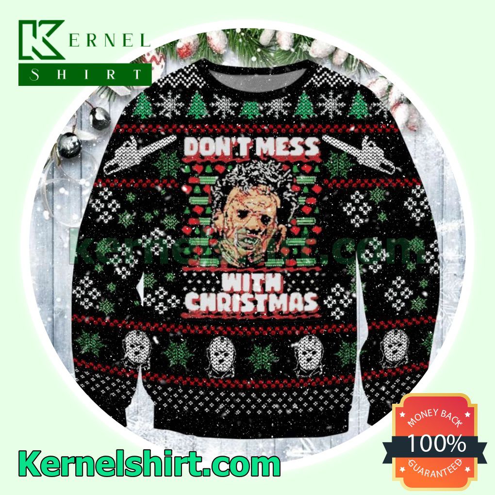 Leatherface Horror Movie Don't Mess Snowflake Knitted Christmas Sweatshirts