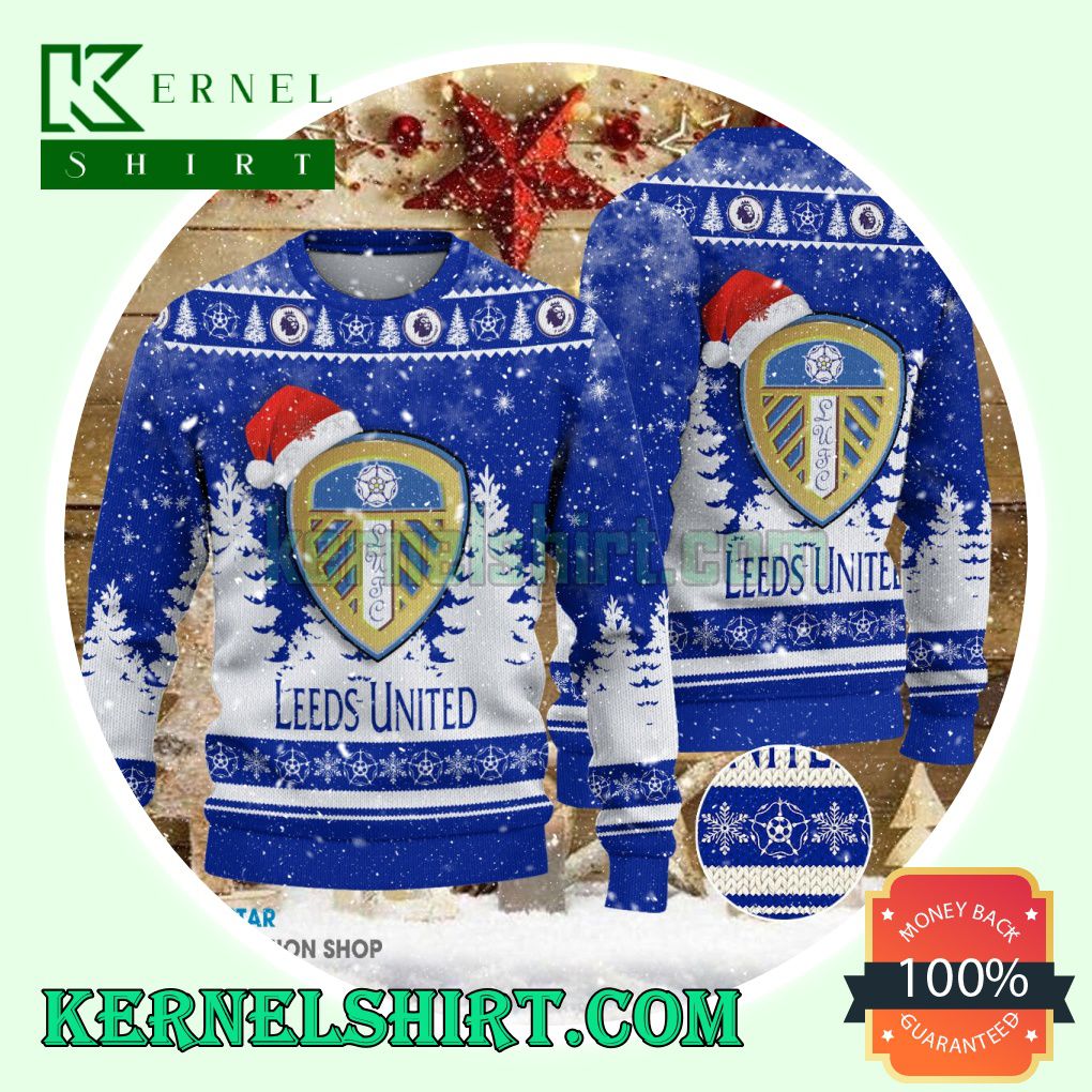Leeds United F.C Club Santa Hat Xmas Knit Sweaters