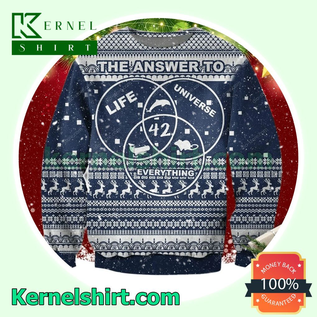 Life, The Universe And Everything 42 Jigsaw Xmas Knitted Sweaters