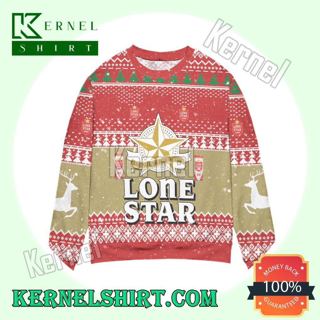 Lone Star The National Beer Of Texas Knitted Christmas Sweatshirts