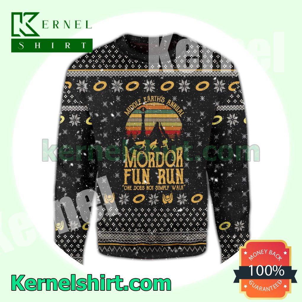 Lord Of The Rings Middle Earth's Annual Mordor Fun Snowflake Knitted Christmas Sweatshirts