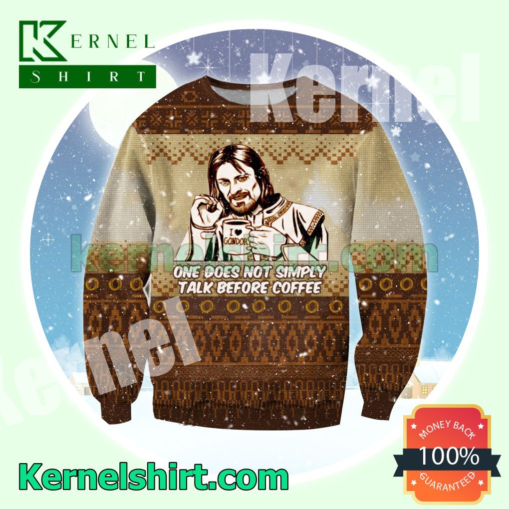 Lord Of The Rings One Does Not Simply Talk Before Christmas Knitted Christmas Sweatshirts