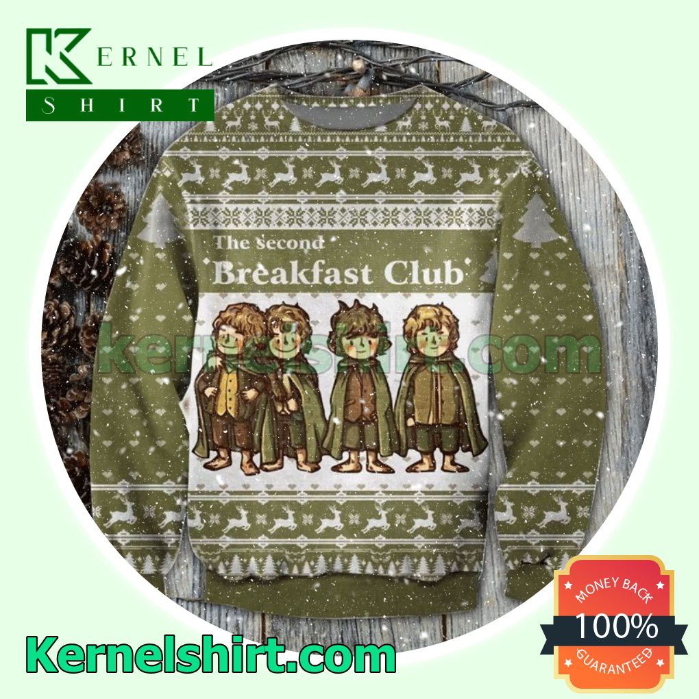 Lord Of The Rings The Second Breakfast Club Cartoon Poster Knitted Christmas Jumper