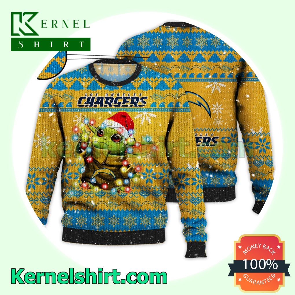 Los Angeles Chargers Grogu NFL Xmas Knitted Sweater