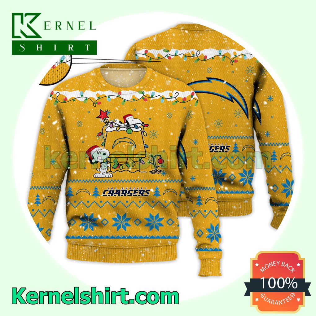 Los Angeles Chargers Snoopy Dog House Xmas NFL Knitted Sweater