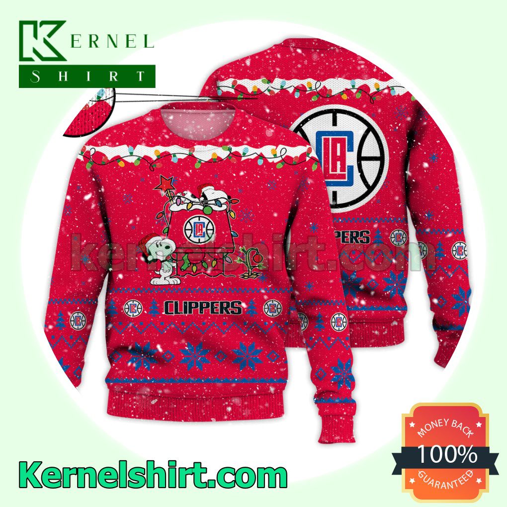 Los Angeles Clippers Snoopy Dog House Xmas NBA Knitted Sweater