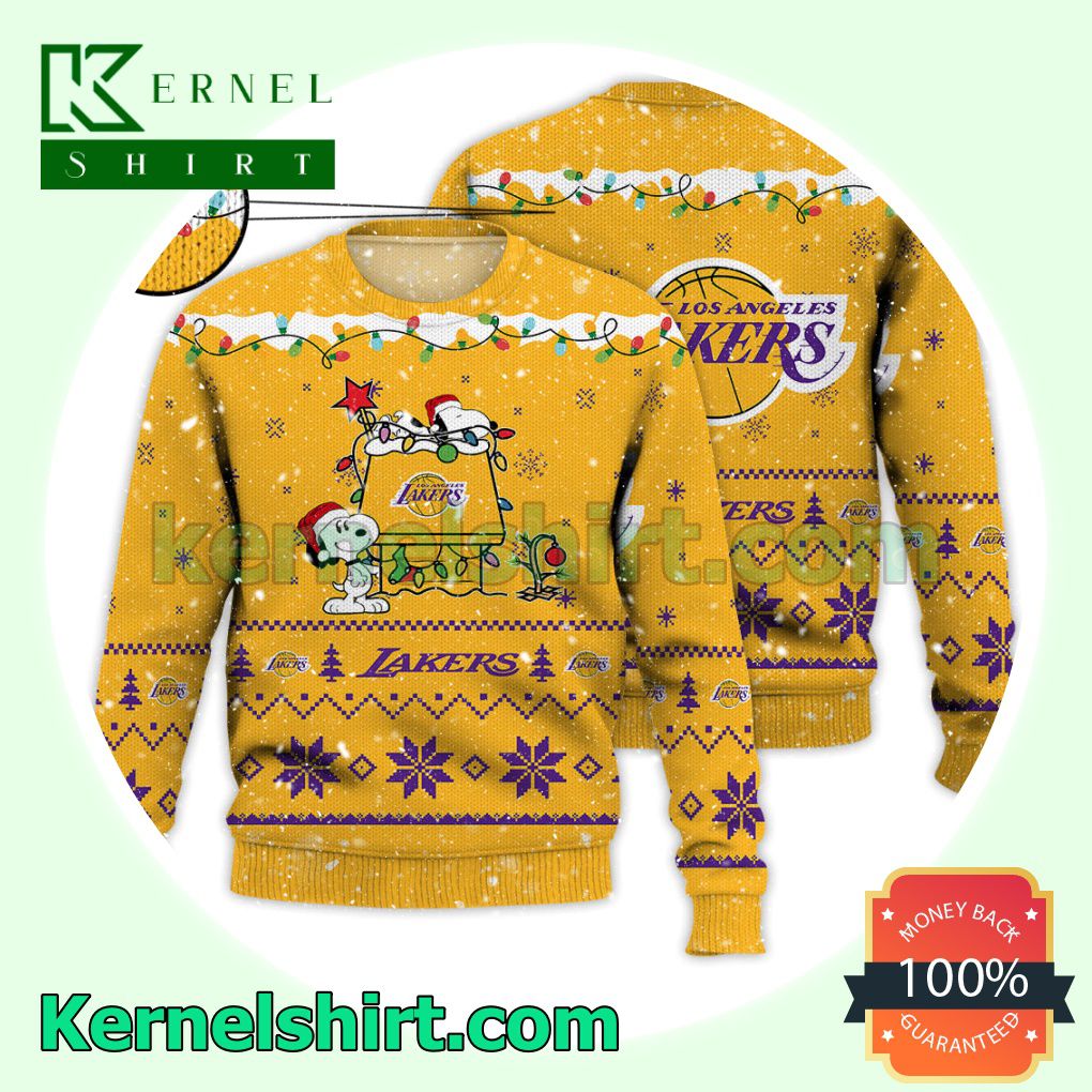 Los Angeles Lakers Snoopy Dog House Xmas NBA Knitted Sweater