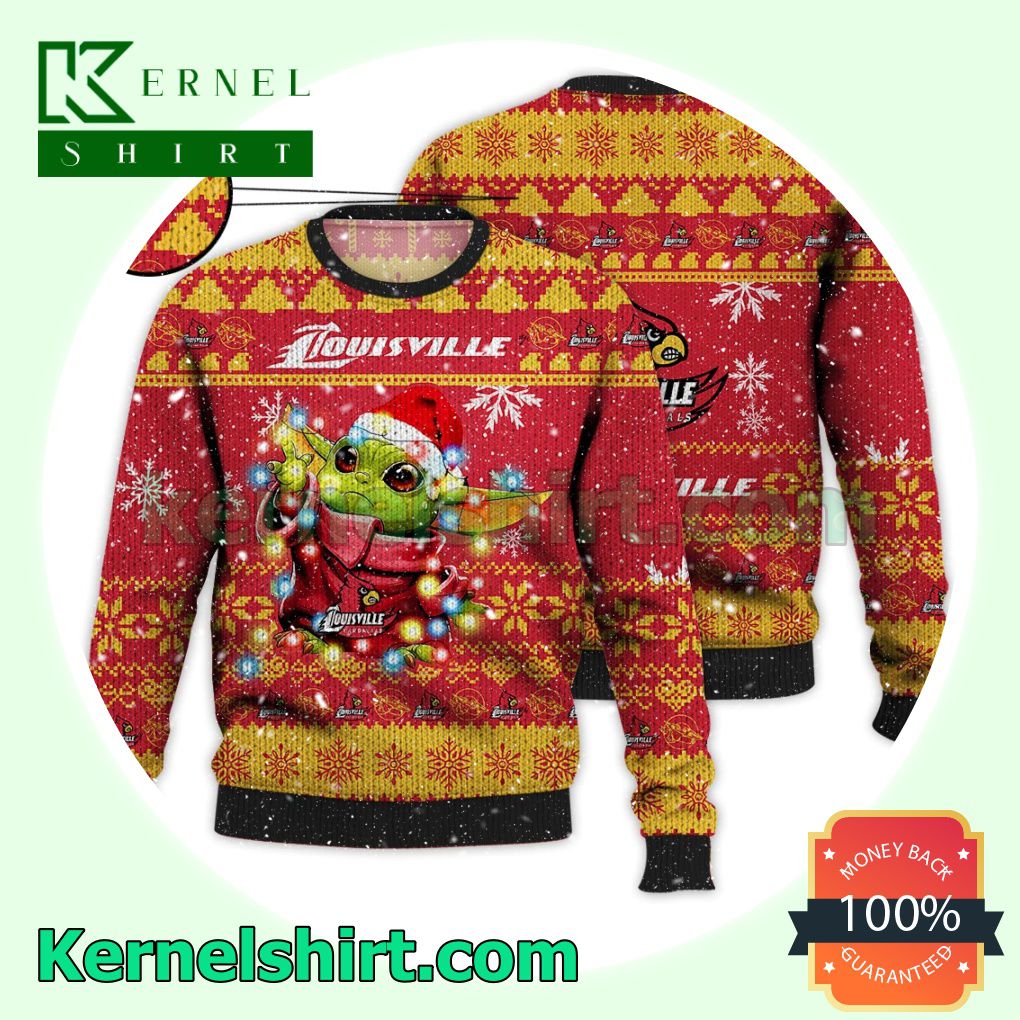Louisville Cardinals Grogu NCAA Xmas Knitted Sweater