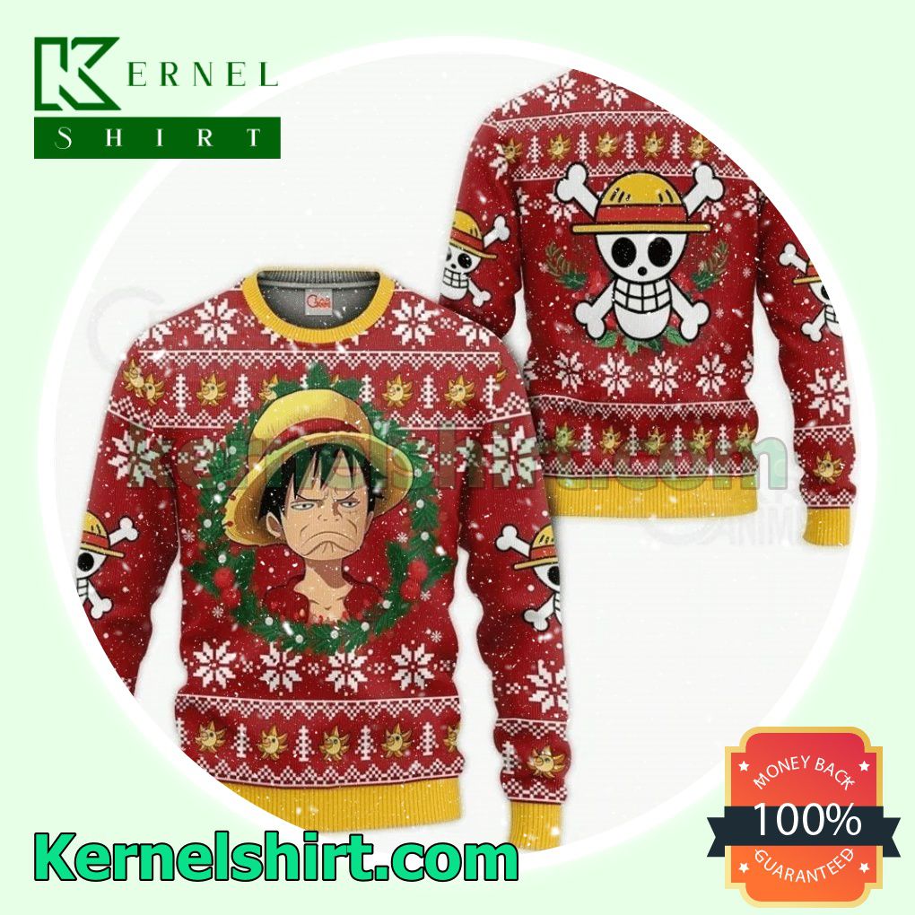 Luffy Funny Face One Piece Manga Anime Knitted Christmas Jumper