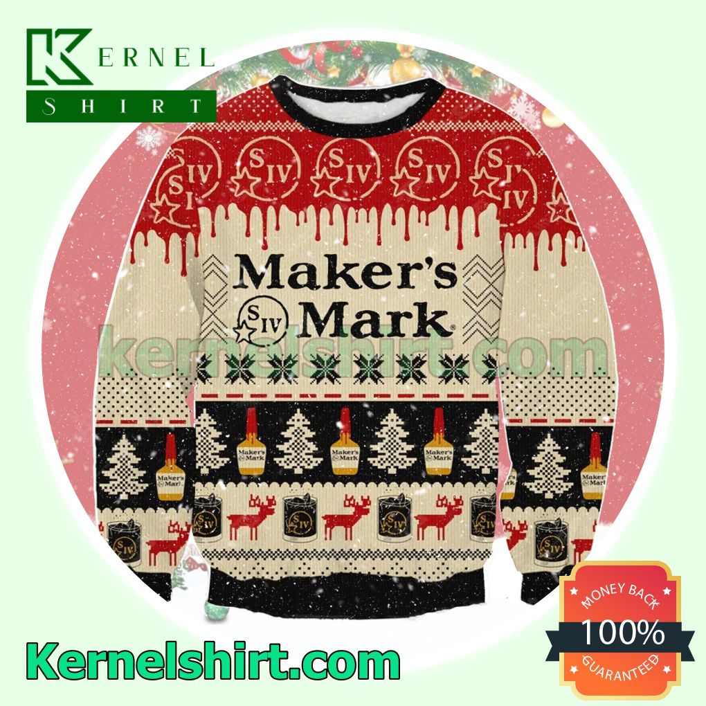 Maker's Mark Bourbon Knitted Christmas Sweatshirts