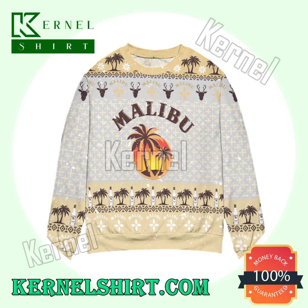 Malibu Coconut Rum Logo Palm Tree Knitted Christmas Sweatshirts